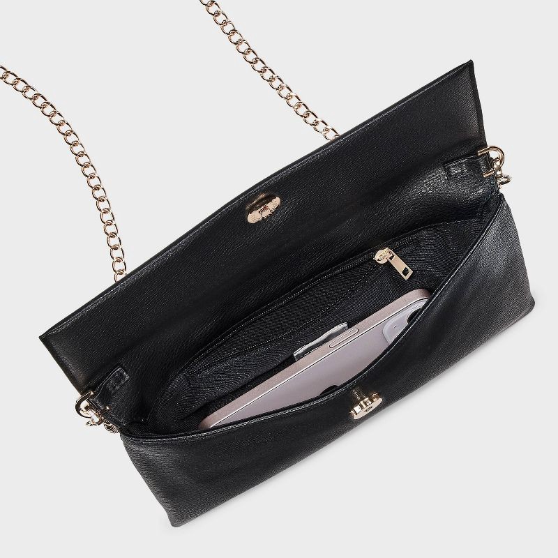 slide 4 of 6, Flap Clutch Bag - A New Day™ Black: Magnetic Closure, Detachable Strap, 48" Max Length, 1 ct