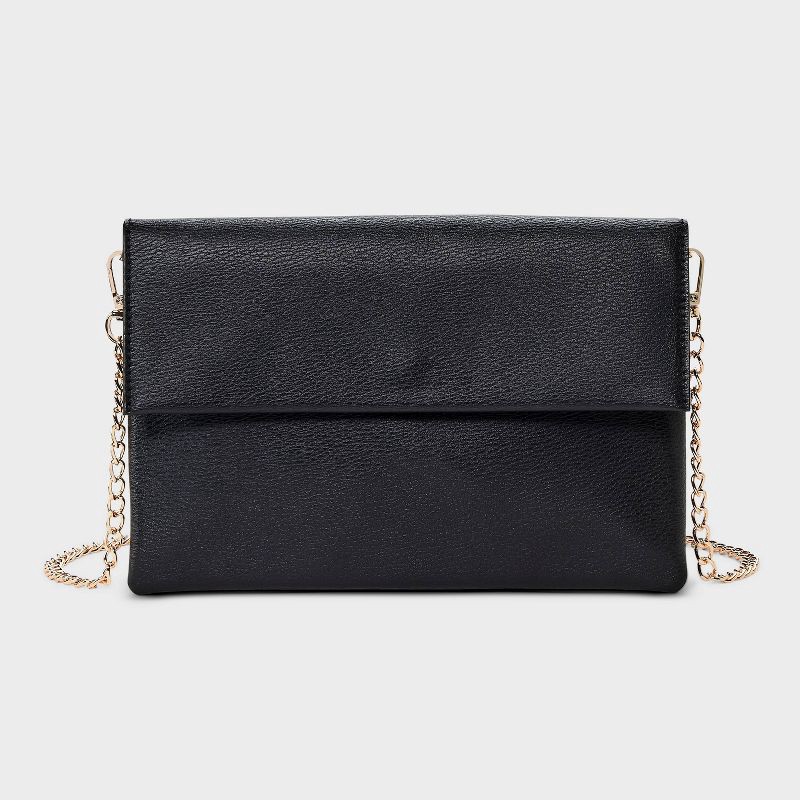 slide 1 of 6, Flap Clutch Bag - A New Day™ Black: Magnetic Closure, Detachable Strap, 48" Max Length, 1 ct