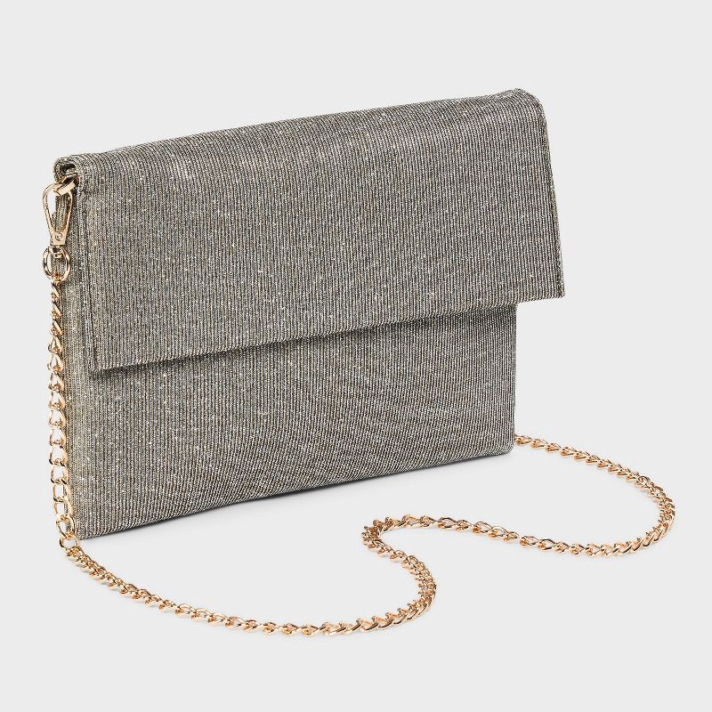 slide 3 of 6, Flap Clutch Bag - A New Day™ Sparkle: Magnetic Closure, Detachable Strap, Woven Polyester, 1 ct