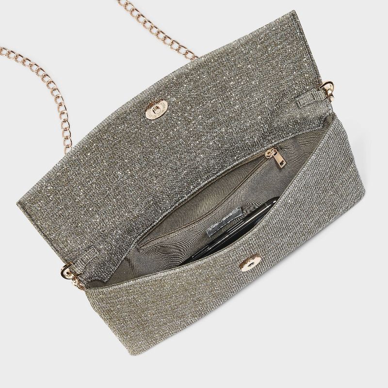 slide 4 of 6, Flap Clutch Bag - A New Day™ Sparkle: Magnetic Closure, Detachable Strap, Woven Polyester, 1 ct