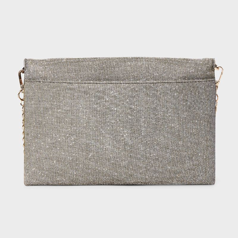 slide 6 of 6, Flap Clutch Bag - A New Day™ Sparkle: Magnetic Closure, Detachable Strap, Woven Polyester, 1 ct