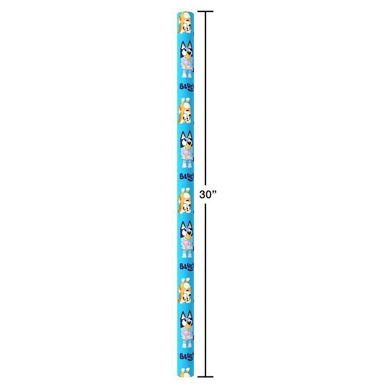 slide 3 of 3, American Greetings Bluey 96" x 30" Birthday or Any Occasion Wrapping Paper For Kids' Bluey Characters 20 Sq Ft, 20 sq ft