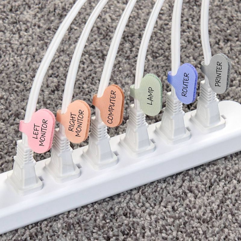 slide 2 of 8, Wrap-It 12pk Cable Labels Regular Muted, 12 ct