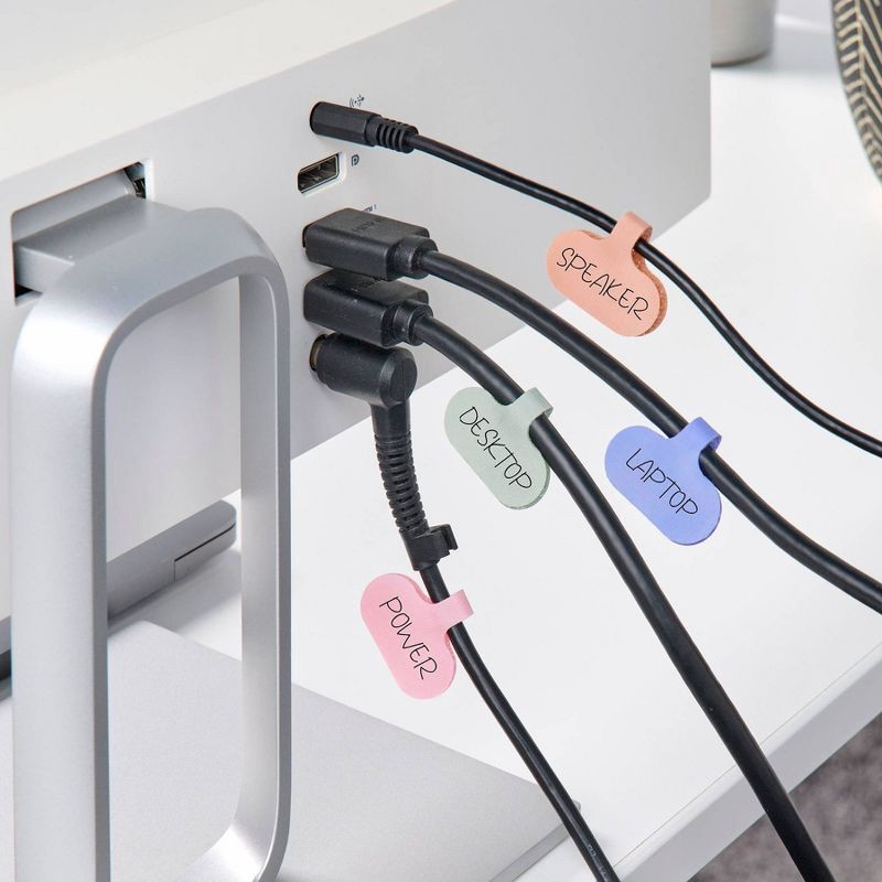 slide 4 of 8, Wrap-It 12pk Cable Labels Regular Muted, 12 ct