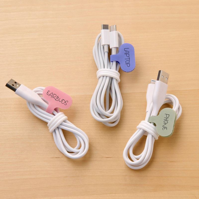 slide 5 of 8, Wrap-It 12pk Cable Labels Regular Muted, 12 ct