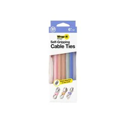 Wrap-It 30pk Self-Gripping Cable Ties 6"x0.5" Muted