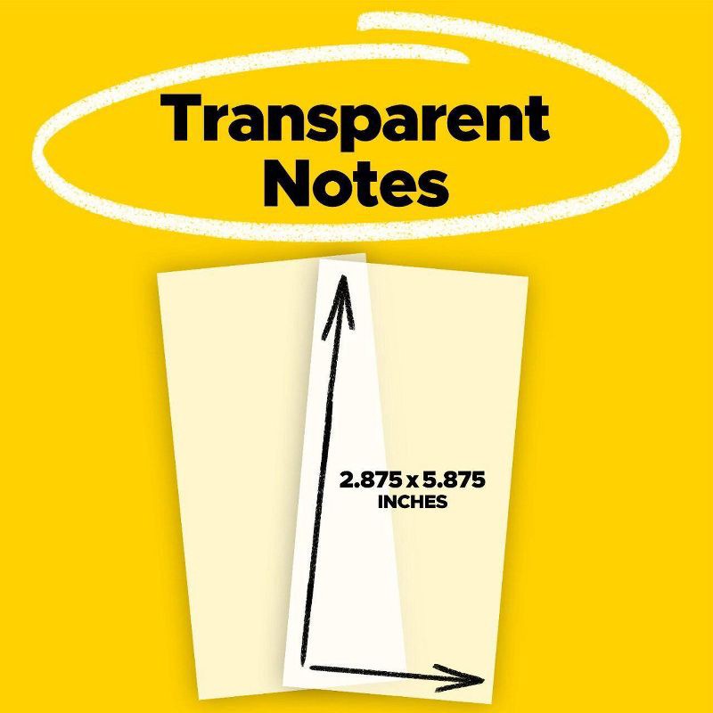 slide 6 of 11, Post-it 3"x6" Transparent Sticky Notes 36 Sheets, 36 ct