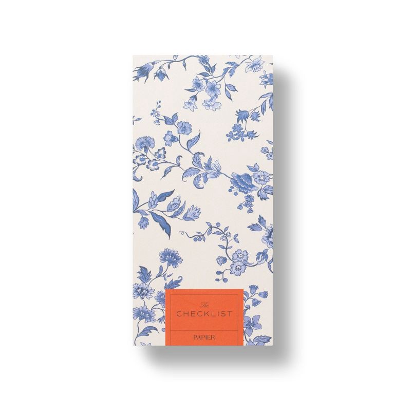slide 1 of 2, PAPIER 60pg Checklist Notepad 8.3"x 4.1" Floral Print, 1 ct