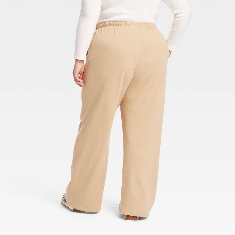 slide 2 of 3, Women's High-Rise Wide Leg Sweatpants - Universal Thread™ Tan XXL: French Terry, Side Pocket, Front Drawstring, 1 ct