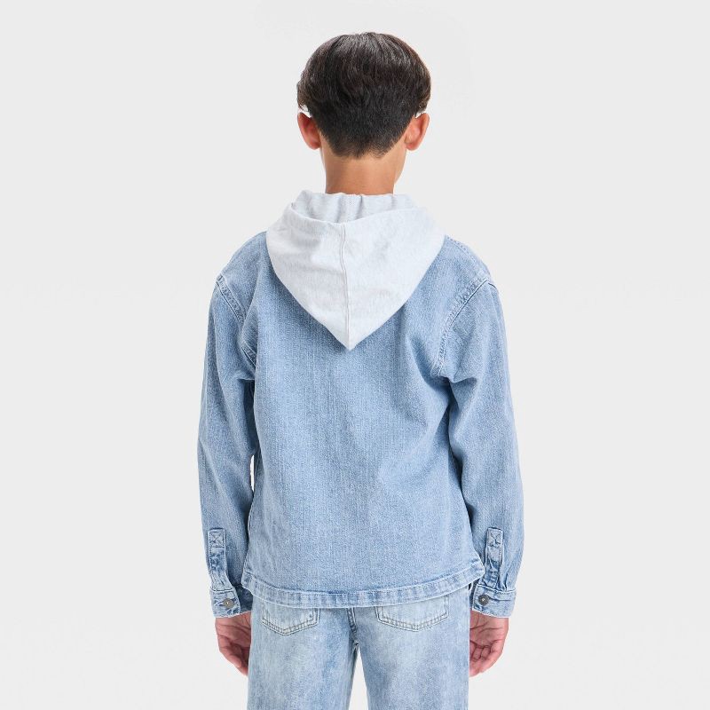 slide 2 of 3, Boys' Hybrid Utility Jacket - art class™ Light Blue S: Midweight Denim, Snap Closure, 1 ct