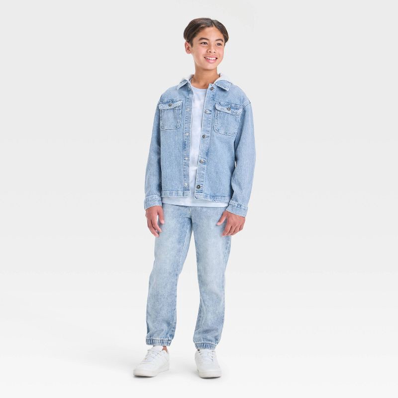 slide 3 of 3, Boys' Hybrid Utility Jacket - art class™ Light Blue S: Midweight Denim, Snap Closure, 1 ct