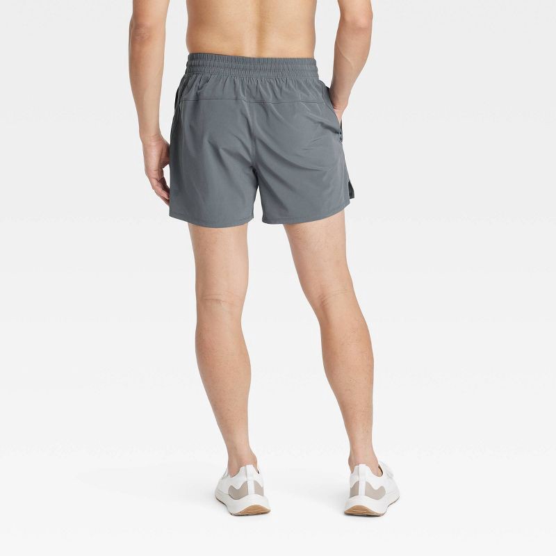 slide 2 of 3, Men's Active Light Unlined Run Shorts 5" - All In Motion™ Dark Gray M: Recycled Polyester, Spandex, Moisture Wicking, Quick Drying, 1 ct