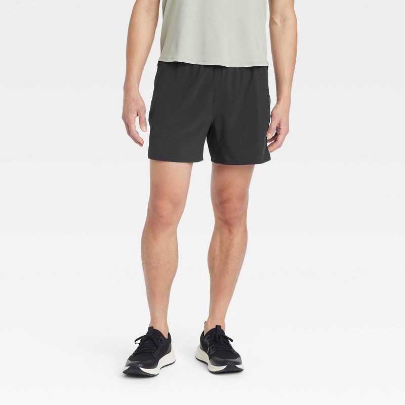 slide 1 of 3, Men's 5" Active Light Run Unlined Shorts - All In Motion™ Black L: Moisture Wicking, Quick Dry, 4-Way Stretch, 1 ct