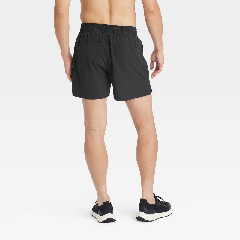 slide 2 of 3, Men's Active Light Unlined Run Shorts 5" - All In Motion™ Black XL: Recycled Polyester, Spandex, Moisture Wicking, 1 ct
