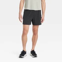 Men's Active Light Unlined Run Shorts 5" - All In Motion™ Black XL: Recycled Polyester, Spandex, Moisture Wicking