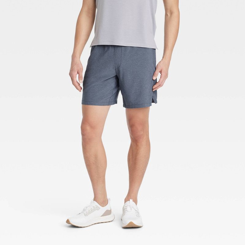 slide 1 of 3, Men's 8" Everyday Woven Shorts - All In Motion™ Navy Blue XXL: Moisture Wicking, Quick Dry, Zippered Pocket, 1 ct
