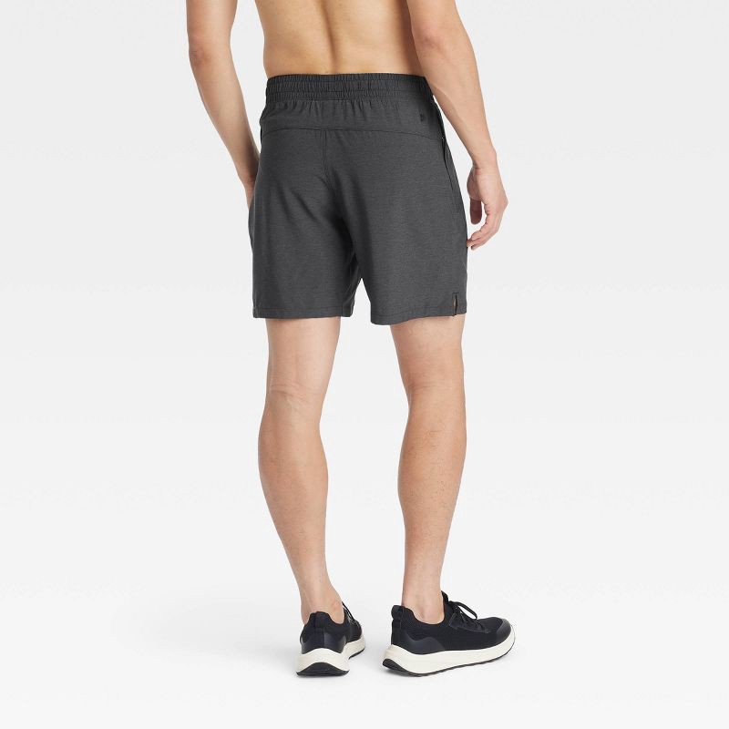 slide 2 of 3, Men's 8" Everyday Woven Shorts - All In Motion™ Dark Gray M: Moisture Wicking, Quick Dry, Elastic Waist, Zipper Pocket, 1 ct