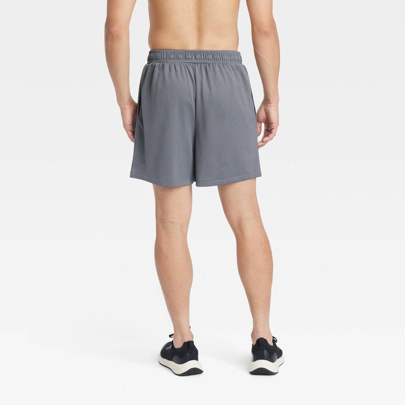 slide 2 of 3, Men's 6" Mesh Shorts - All In Motion™ Dark Gray XL: Moisture Wicking, Quick Dry, Recycled Polyester, Side Pocket, Drawstring Waist, 1 ct