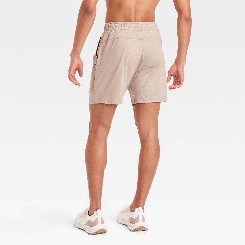 slide 2 of 3, Men's 7" Soft Stretch Shorts - All In Motion™ Tan L: Lightweight Fit, Recycled Polyester, UPF 50+, 1 ct