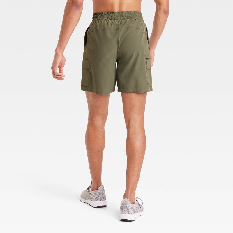slide 2 of 3, Men's 7" Cargo Shorts - All In Motion™ Dark Olive Green XL: Moisture Wicking, Quick Dry, 4-Way Stretch, 1 ct