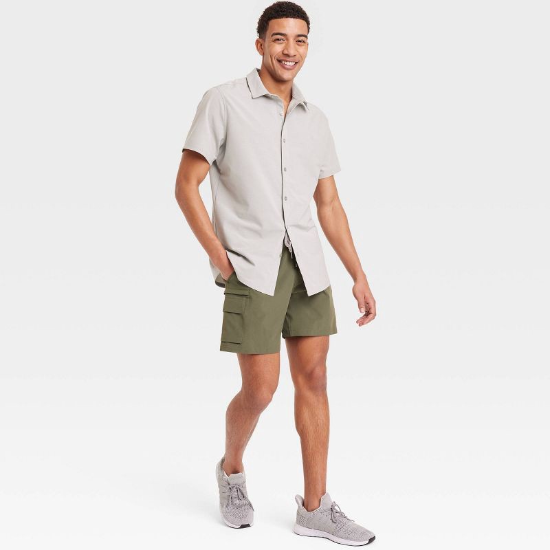 slide 3 of 3, Men's 7" Cargo Shorts - All In Motion™ Dark Olive Green XL: Moisture Wicking, Quick Dry, 4-Way Stretch, 1 ct