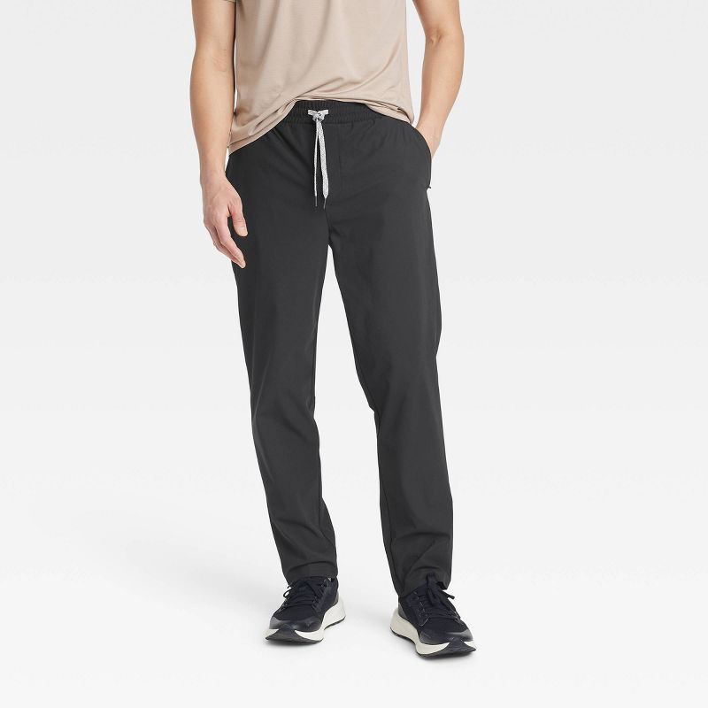 slide 1 of 3, Men's 360 Lifestyle Drawstring Pants - All In Motion Black S: Moisture Wicking, Quick Dry, UPF 50+, Recycled Polyester, 1 ct