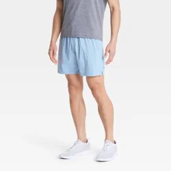 Men's Stretch Woven Shorts 7" - All In Motion™ Light Blue M: Lightweight Bottoms, Adjustable Waistband
