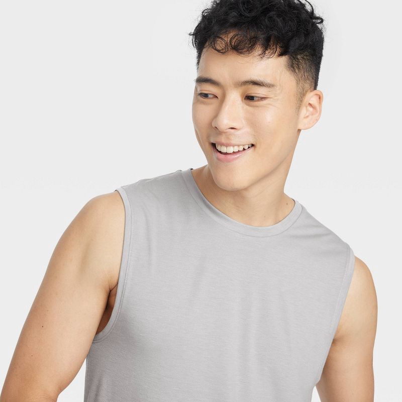 slide 3 of 3, Men's Sleeveless Performance T-Shirt - All In Motion™ Light Gray S: Moisture Wicking, Quick Dry, Top, 1 ct