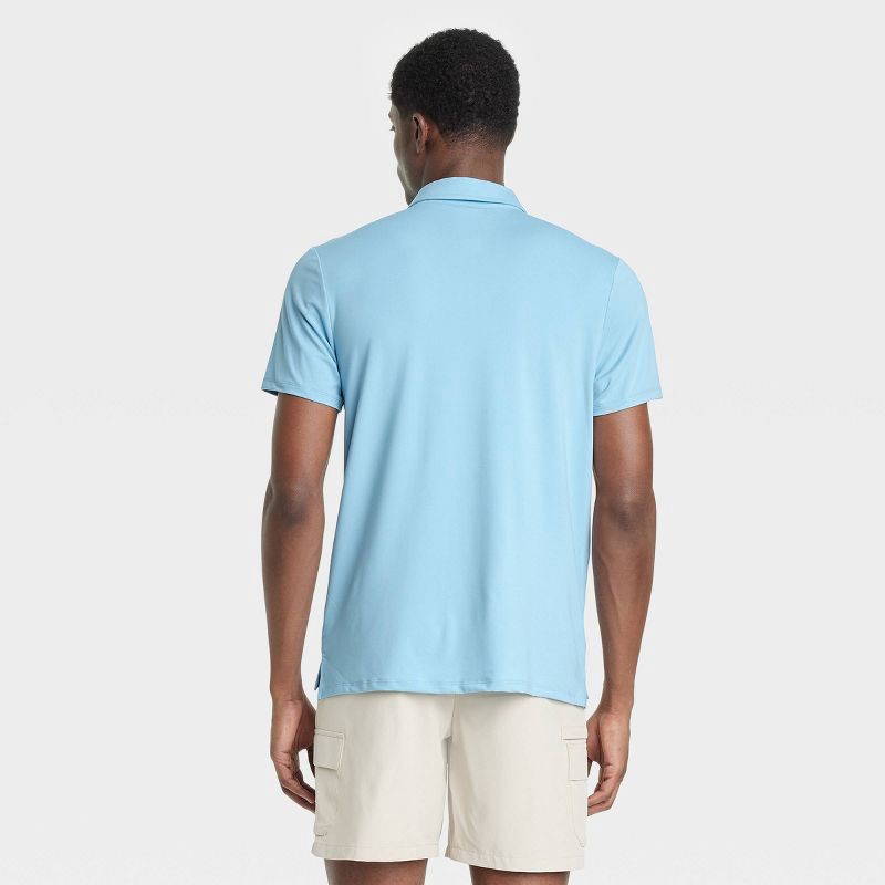 slide 2 of 3, Men's Short Sleeve Jersey Polo Shirt - All In Motion™ Sky Blue L: Recycled Polyester, Top, 1 ct