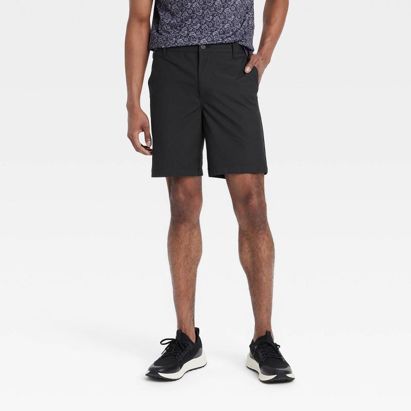 slide 1 of 3, Men's 8" Golf Shorts - All In Motion™ Black 32: Moisture Wicking, Quick Dry, Zippered Pocket, 1 ct