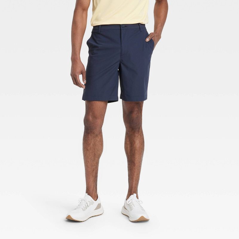 slide 1 of 3, Men's 8" Golf Shorts - All In Motion™ Navy Blue 38: Moisture Wicking, Quick Dry, Zippered Pocket, Belt Loops, 1 ct