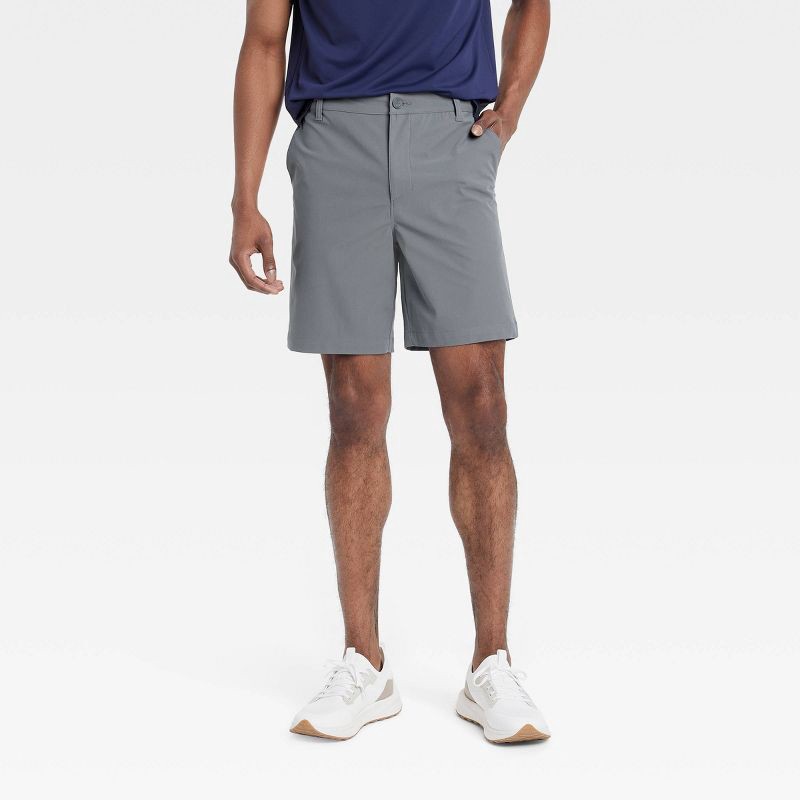 slide 1 of 3, Men's 8" Golf Shorts - All In Motion™ Dark Gray 34: Moisture Wicking, Quick Dry, Zippered Pocket, 1 ct