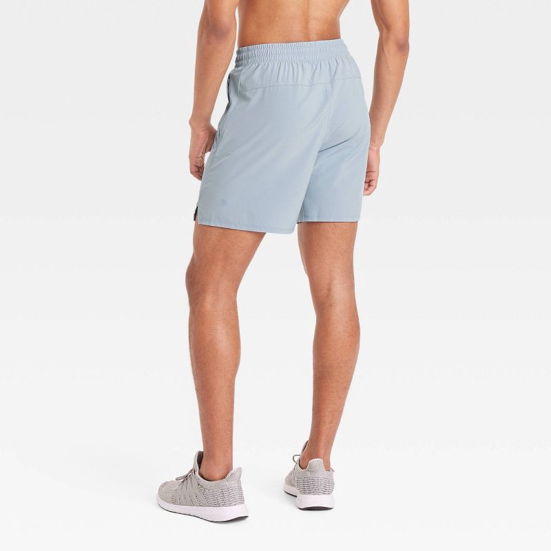 slide 2 of 3, Men's Active Light Unlined Run Shorts 7" - All In Motion™ Light Blue L: Recycled Polyester, Spandex, Adjustable Waistband, 1 ct