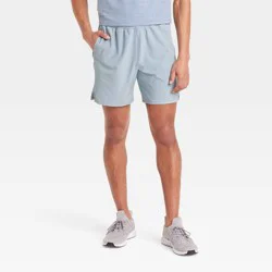 Men's Active Light Unlined Run Shorts 7" - All In Motion™ Light Blue L: Recycled Polyester, Spandex, Adjustable Waistband