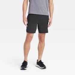 Men's 7" Active Light 2-in-1 Lined Run Shorts - All In Motion™ Black S: Moisture Wicking, Quick Dry, 4-Way Stretch