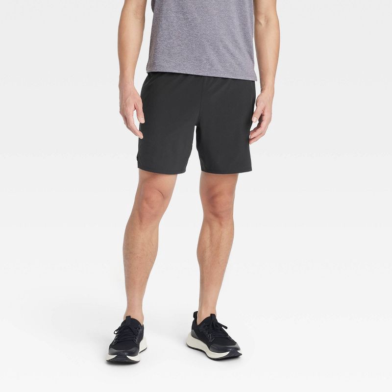 slide 1 of 3, Men's 7" Active Light Lined Run Shorts - All In Motion™ Black XL: Recycled Polyester, Spandex, Moisture Wicking, Quick Drying, 1 ct