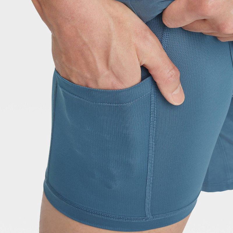 slide 3 of 3, Men's 7" Active Light 2-in-1 Lined Run Shorts - All In Motion™ Dark Blue M: Recycled Polyester, Spandex, Moisture Wicking, Quick Drying, 1 ct
