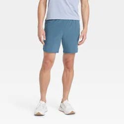 Men's 7" Active Light 2-in-1 Lined Run Shorts - All In Motion™ Dark Blue M: Recycled Polyester, Spandex, Moisture Wicking, Quick Drying