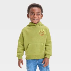 Grayson Mini Toddler Boys' Stay Sunny Hooded Fleece Sweatshirt - Olive Green 12M: Cotton-Polyester Blend, Kangaroo Pocket, Graphic Typography