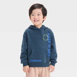 Grayson Mini Toddler Boys' Stay Sunny Hooded Fleece Sweatshirt - Navy Blue 2T: Cotton-Polyester Blend, Kangaroo Pocket, Typography Pattern