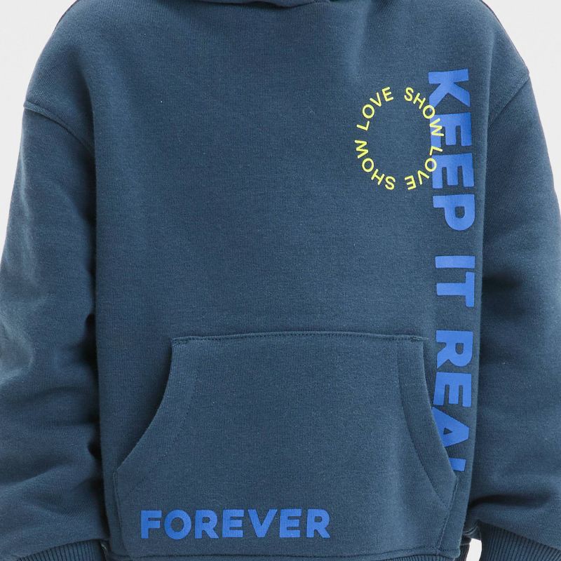 slide 2 of 4, Grayson Mini Toddler Boys' Stay Sunny Hooded Fleece Sweatshirt - Navy Blue 4T: Kangaroo Pocket, Typography Pattern, 1 ct