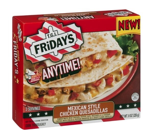 slide 1 of 1, T.G.I. Friday's Anytime! Chicken Quesadillas Mexican Style, 2 ct; 8 oz