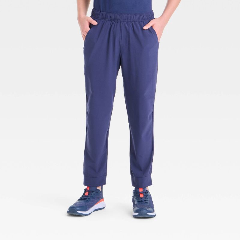 slide 1 of 3, Boys' Active Light Jogger Pants - All In Motion™ Navy Blue M: Moisture Wicking, Quick Dry, UPF 50+, 1 ct