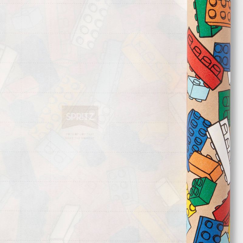 slide 3 of 3, 96"x30" Building Blocks Birthday Gift Wrapping Paper Colorful - Spritz™, 1 ct