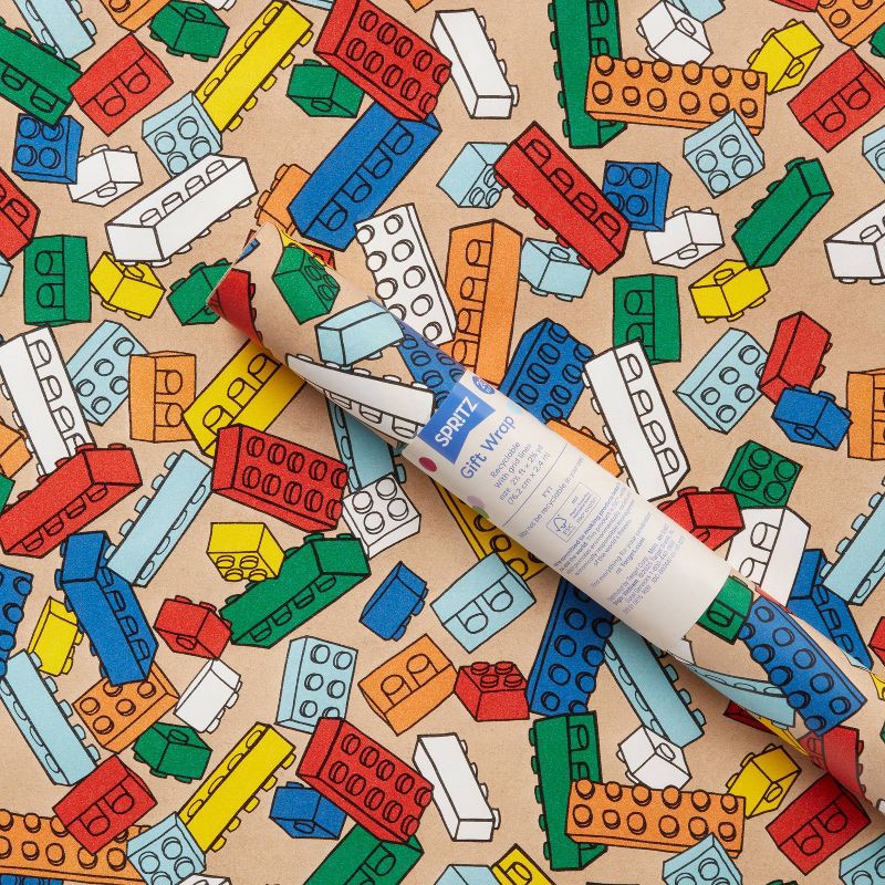 slide 1 of 3, 96"x30" Building Blocks Birthday Gift Wrapping Paper Colorful - Spritz™, 1 ct