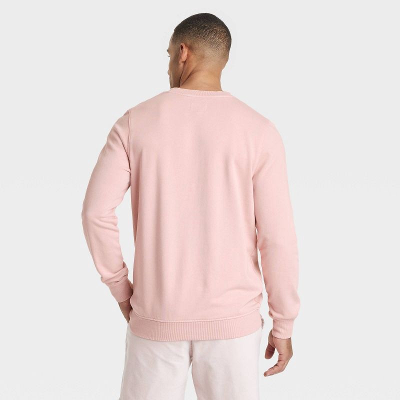 slide 2 of 3, Men's French Terry Crew Neck Pullover Sweatshirt - Goodfellow & Co™ Ash Pink L: Heavyweight Cotton, Relaxed Fit, Ribbed Cuffs, 1 ct