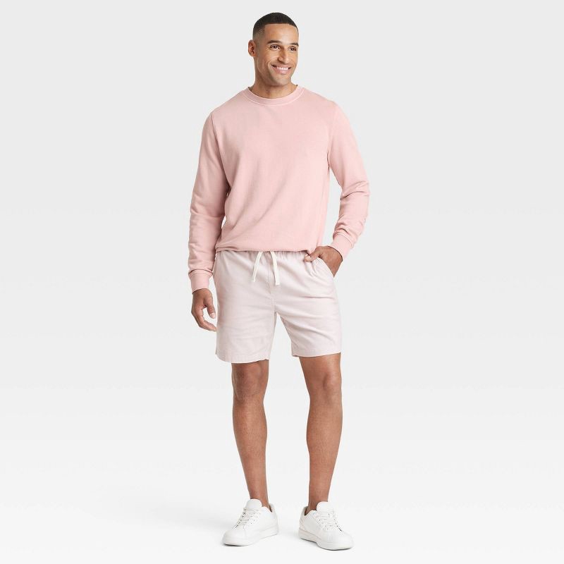 slide 3 of 3, Men's French Terry Crew Neck Pullover Sweatshirt - Goodfellow & Co™ Ash Pink L: Heavyweight Cotton, Relaxed Fit, Ribbed Cuffs, 1 ct
