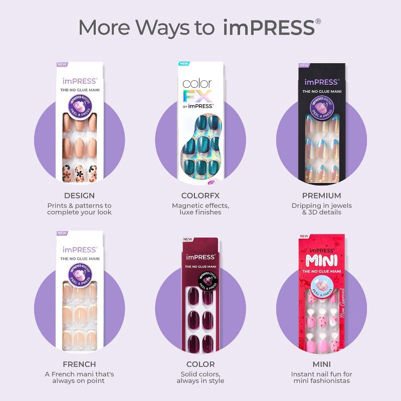 slide 8 of 10, imPRESS Press-On Manicure colorFX by imPRESS - No Glue Press-On Nails - Hidden Gem - 30ct, 30 ct