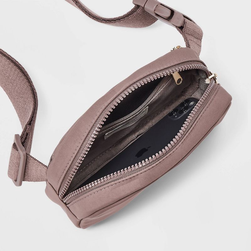 slide 4 of 5, Essential Belt Crossbody Bag - Universal Thread™ Tan: Adjustable Strap, Recycled Nylon, Lightweight, Solid Pattern, 1 ct