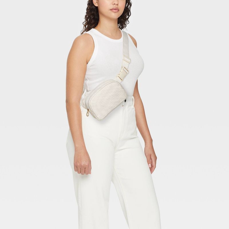 slide 2 of 5, Essential Belt Crossbody Bag - Universal Thread™ Taupe: Adjustable Strap, 100% Recycled Cotton, Lightweight, 46.85" Max Strap Length, 1 ct